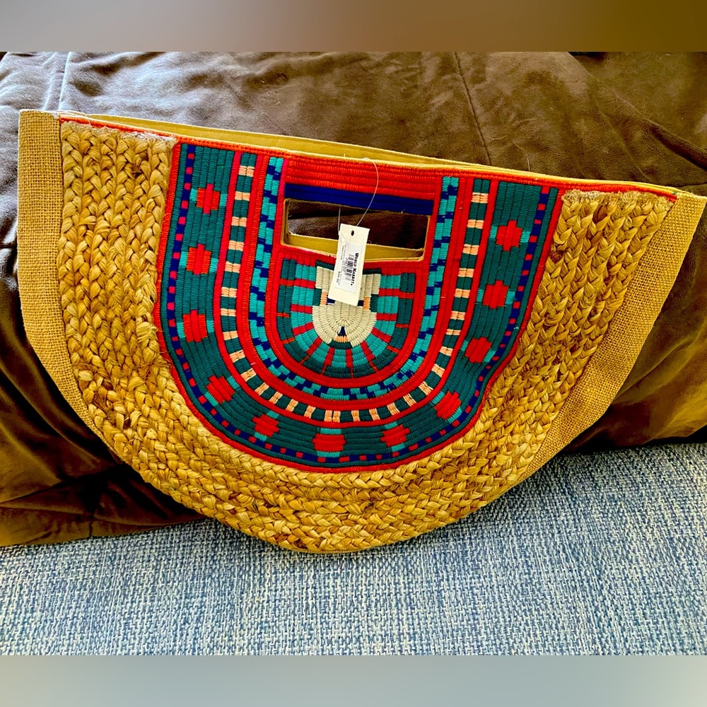 Top handle woven bag